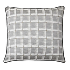 Grey White Houndstooth Chenille Jacquard Black Piping Cushion Feather Insert