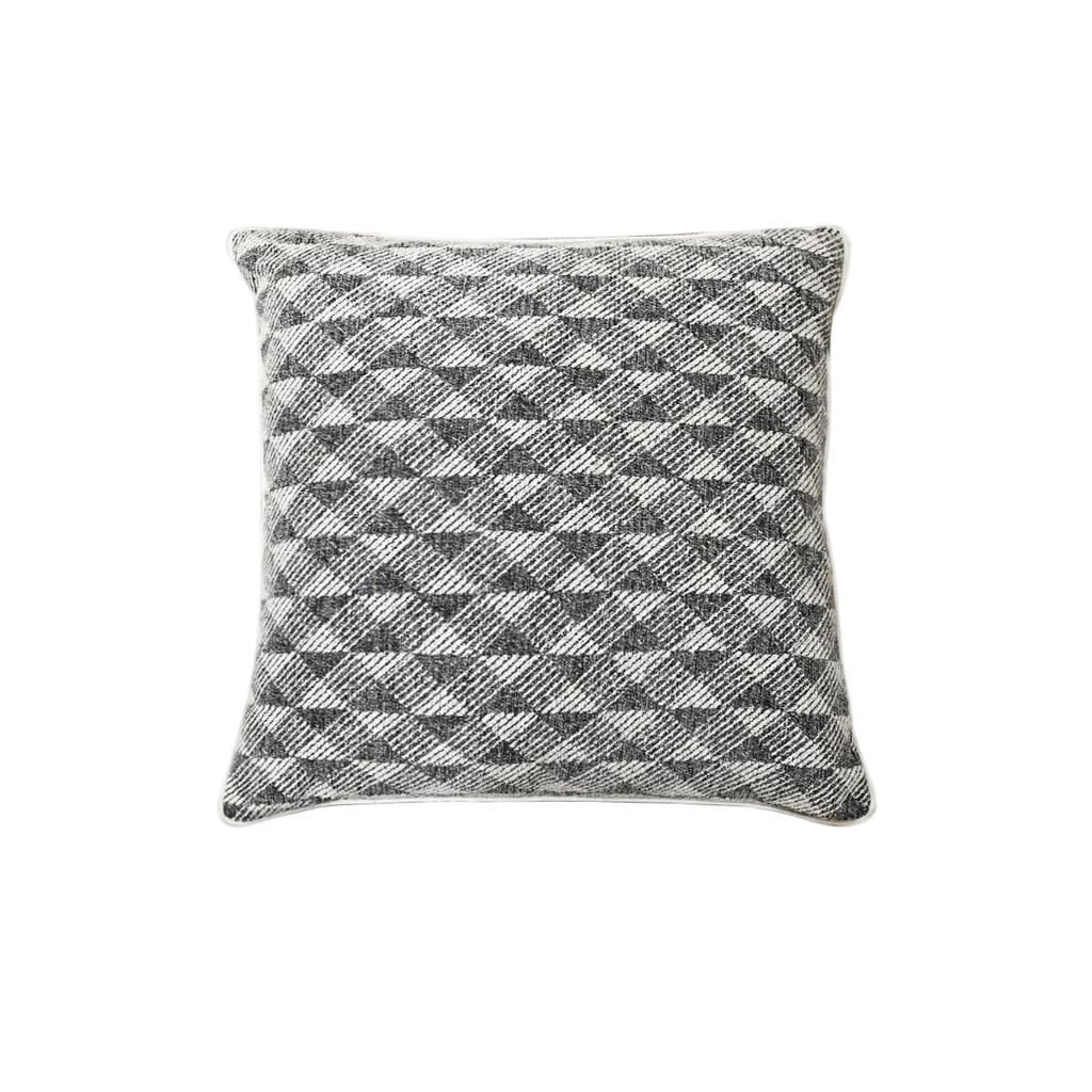 Black White Grey Geometric Jacquard Satin Cushion Feather Insert