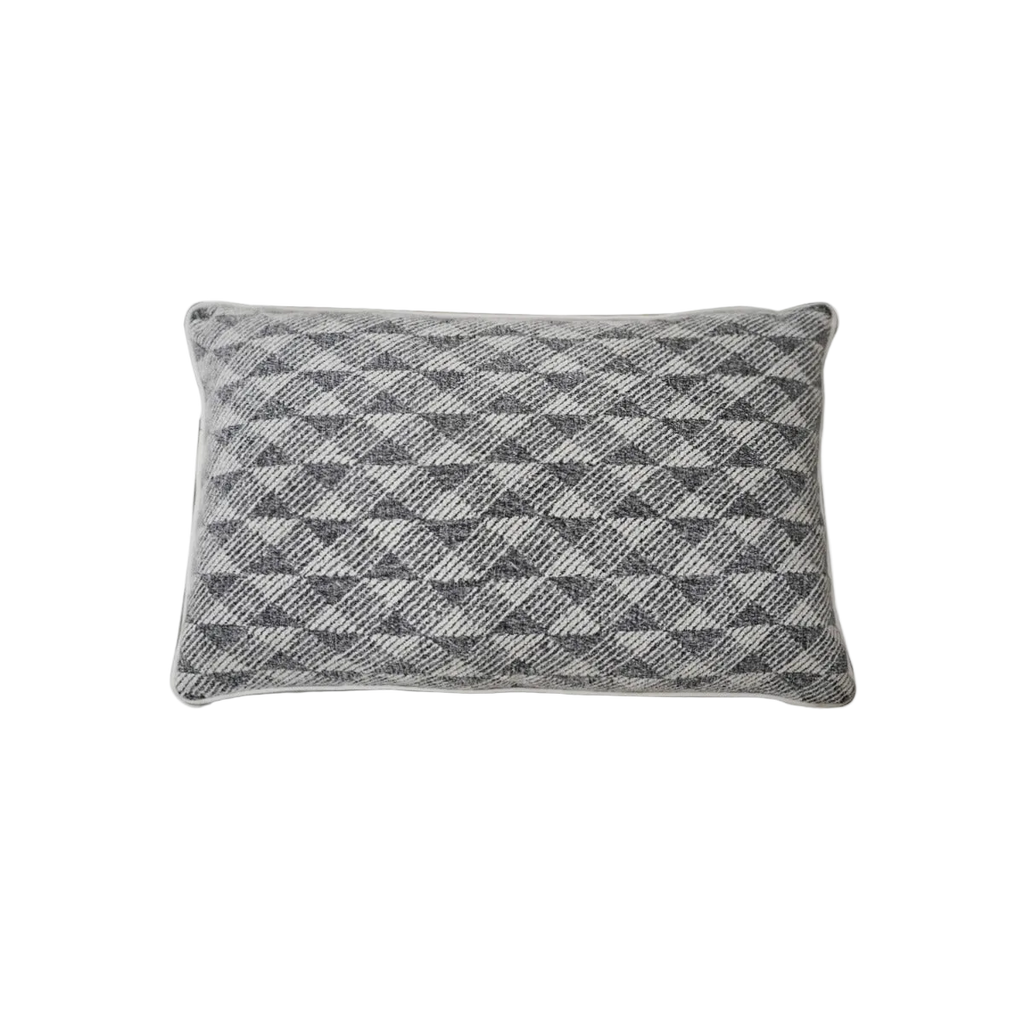 Black White Grey Geometric Jacquard Satin Cushion Feather Insert