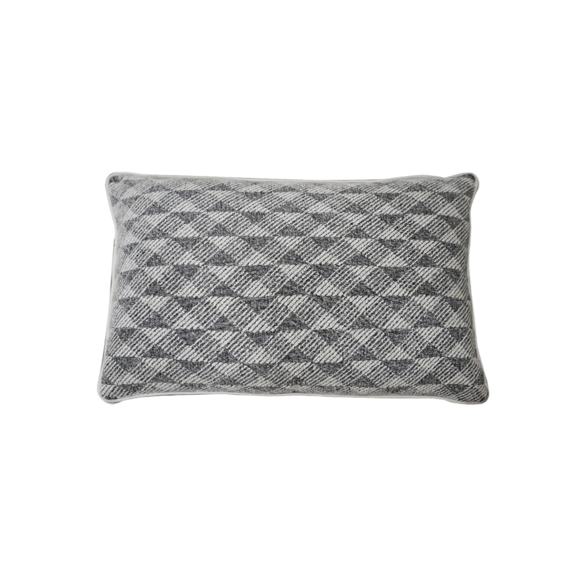 Black White Grey Geometric Jacquard Satin Cushion Feather Insert