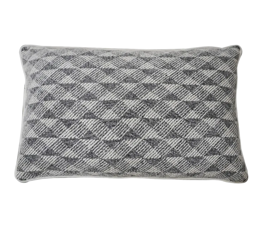 Black White Grey Geometric Jacquard Satin Cushion Feather Insert
