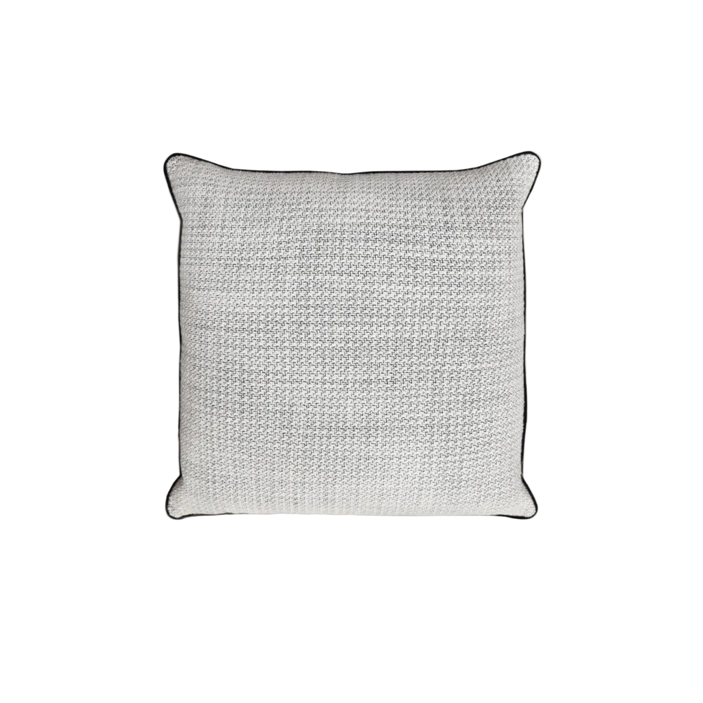 Black White Textured Linen Cotton Black Piping Cushion Feather Insert