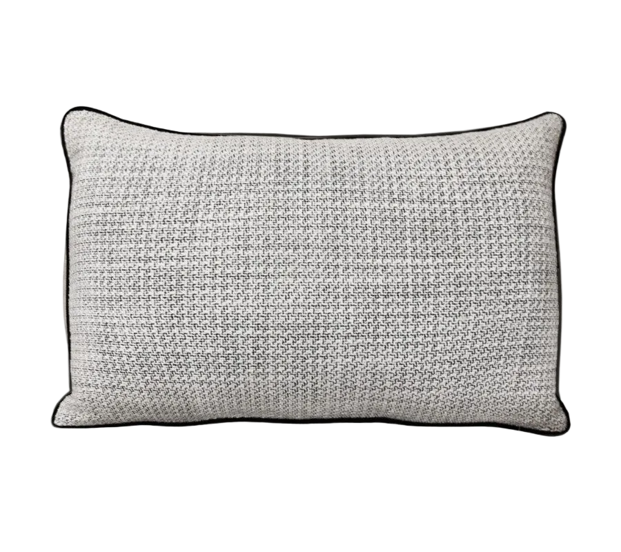 Black White Textured Linen Cotton Black Piping Cushion Feather Insert