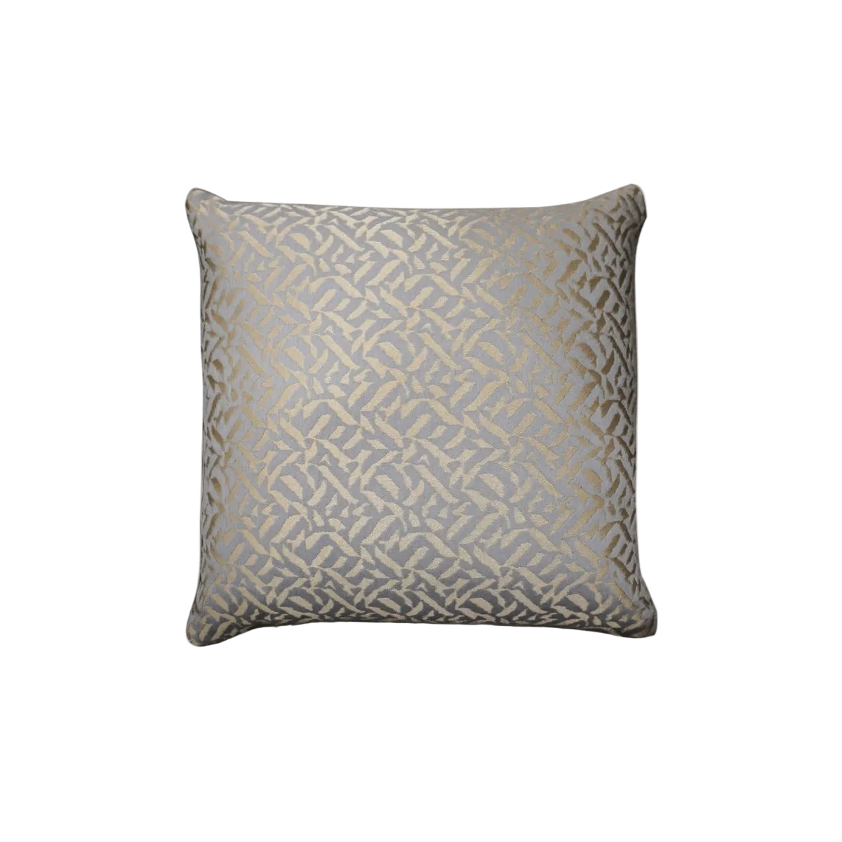 Grey Blue Champagne Gold Abstract Geometric Leaf Jacquard Satin Cushion Feather Insert