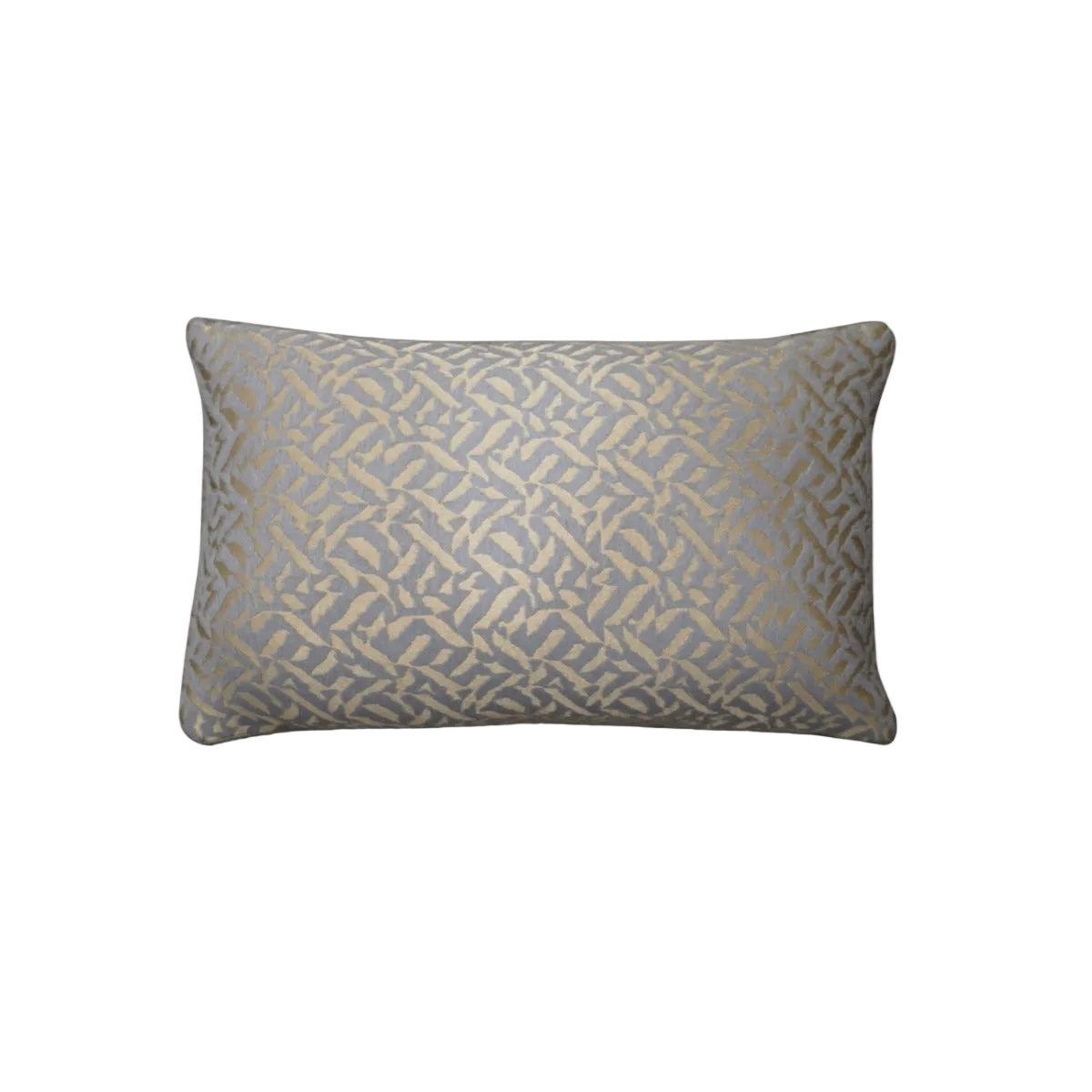 Grey Blue Champagne Gold Abstract Geometric Leaf Jacquard Satin Cushion Feather Insert