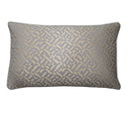 Grey Blue Champagne Gold Abstract Geometric Leaf Jacquard Satin Cushion Feather Insert