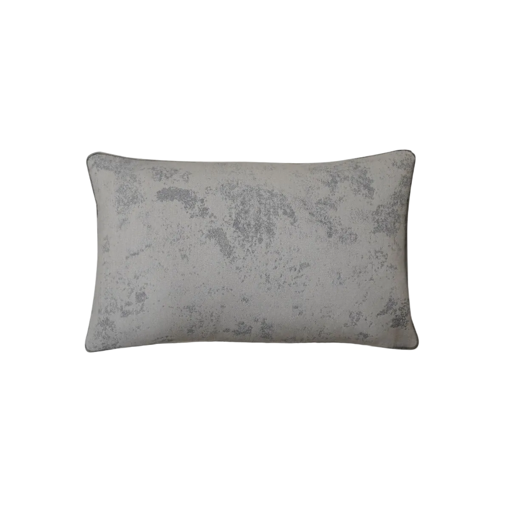Light Beige Weathered Textured Jacquard Cut Velvet Dark Grey Piping Cushion Feather Insert