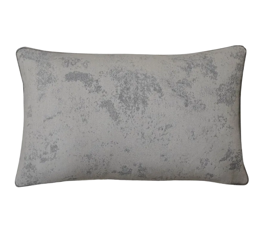 Light Beige Weathered Textured Jacquard Cut Velvet Dark Grey Piping Cushion Feather Insert