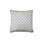Ivory Silver Grey Chinese Diamond Geometric Jacquard Satin Cushion Feather Insert