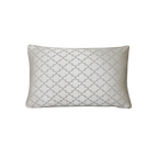 Ivory Silver Grey Chinese Diamond Geometric Jacquard Satin Cushion Feather Insert