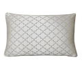 Ivory Silver Grey Chinese Diamond Geometric Jacquard Satin Cushion Feather Insert