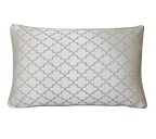 Ivory Silver Grey Chinese Diamond Geometric Jacquard Satin Cushion Feather Insert