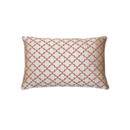 Ivory Orange Red Moroccan Quatrefoil Chenille Jacquard Cushion Feather Insert