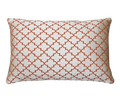 Ivory Orange Red Moroccan Quatrefoil Chenille Jacquard Cushion Feather Insert