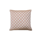 Ivory Orange Red Moroccan Quatrefoil Chenille Jacquard Cushion Feather Insert