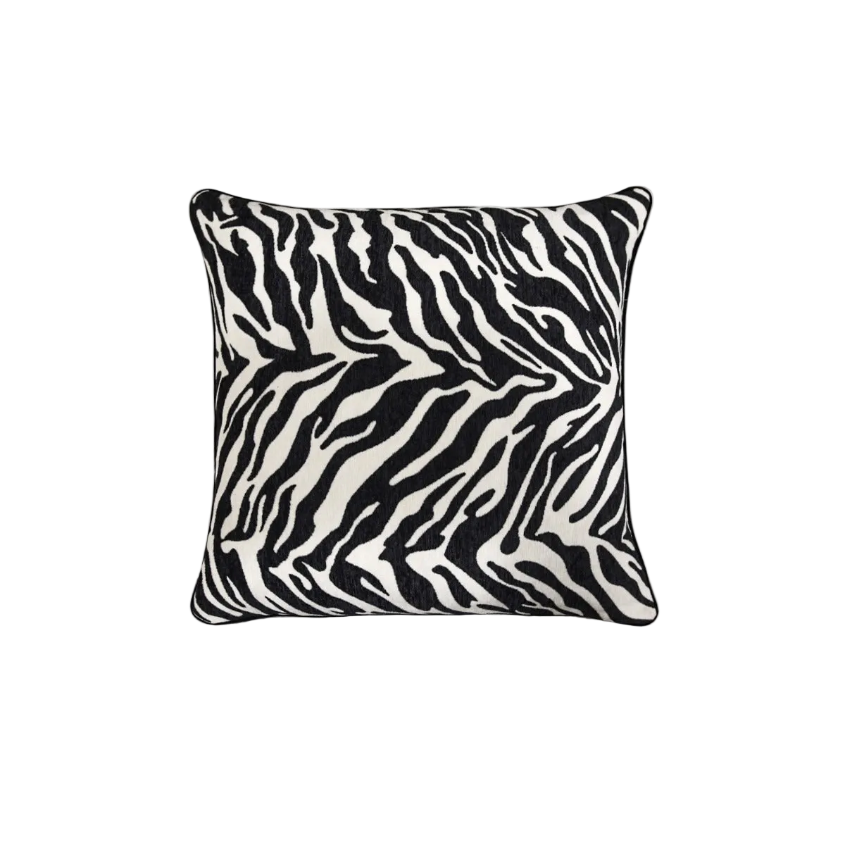 Black White Zebra Print Chenille Jacquard Cushion Feather Insert