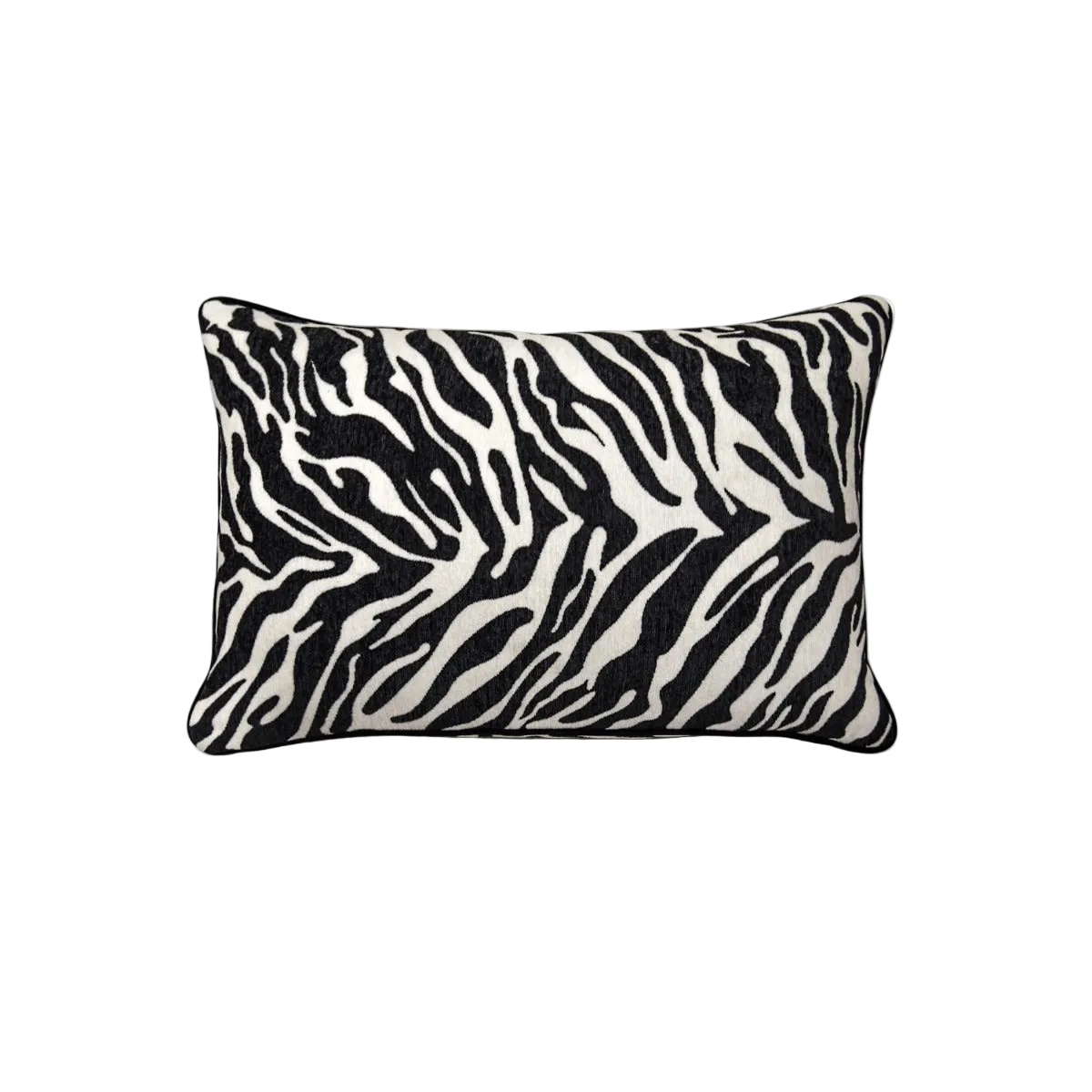 Black White Zebra Print Chenille Jacquard Cushion Feather Insert