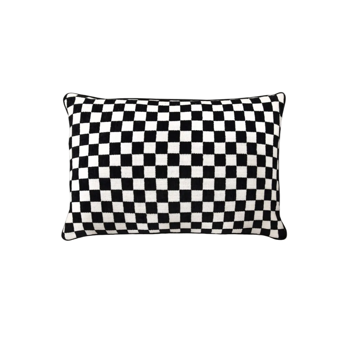 Black White Houndstooth Chenille Jacquard Cushion Feather Insert