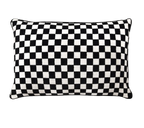 Black White Houndstooth Chenille Jacquard Cushion Feather Insert