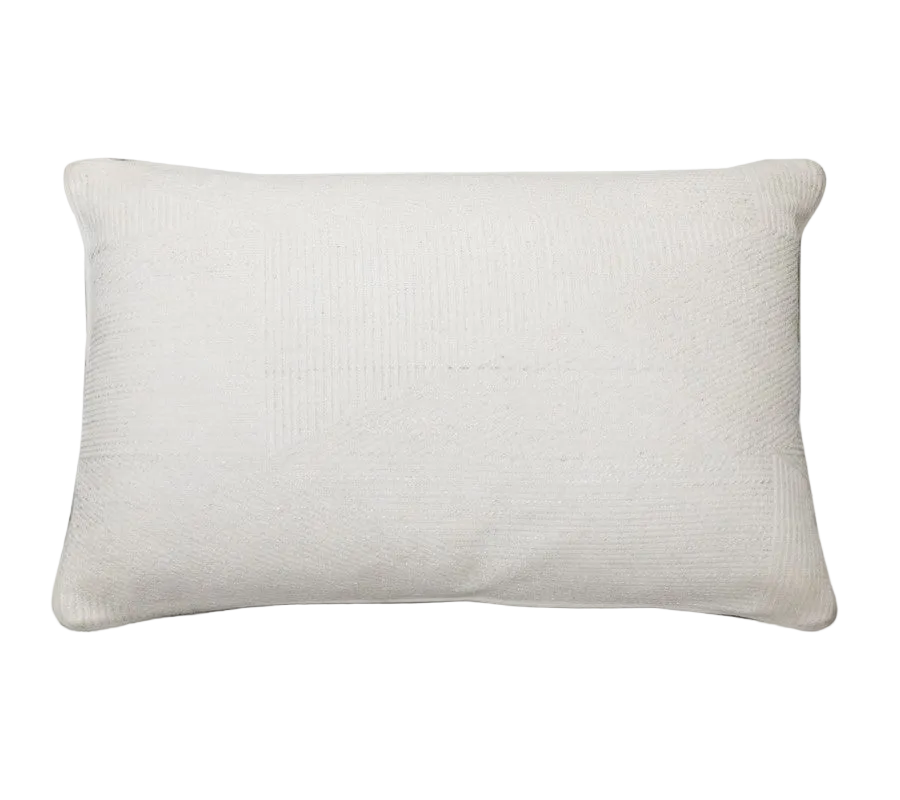 Ivory Diagonal Textured Chenille Jacquard Cushion Feather Insert