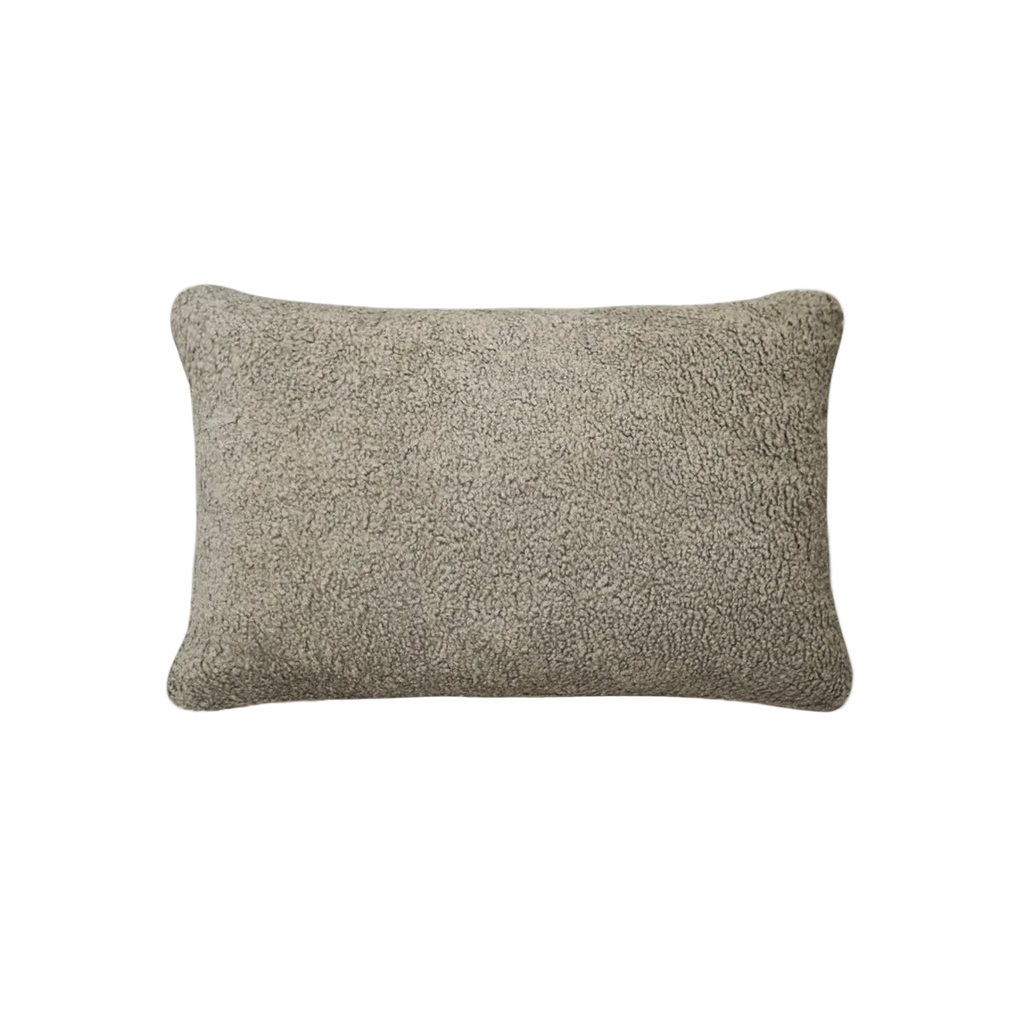 Grey Taupe Teddy Fleece Cushion Feather Insert