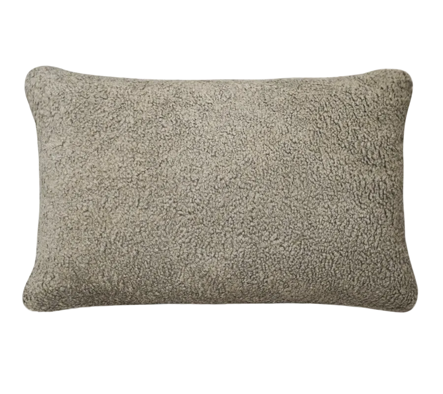 Grey Taupe Teddy Fleece Cushion Feather Insert