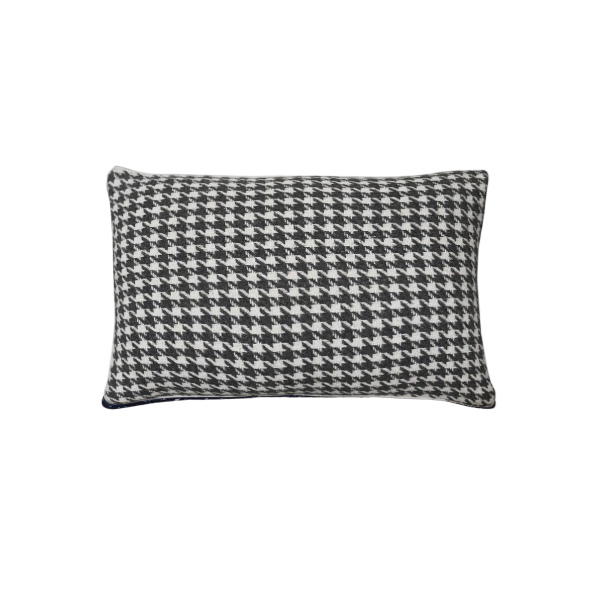 Dark Grey Ivory Houndstooth Chenille Jacquard Cushion Feather Insert