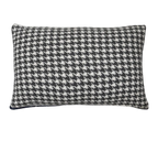 Dark Grey Ivory Houndstooth Chenille Jacquard Cushion Feather Insert