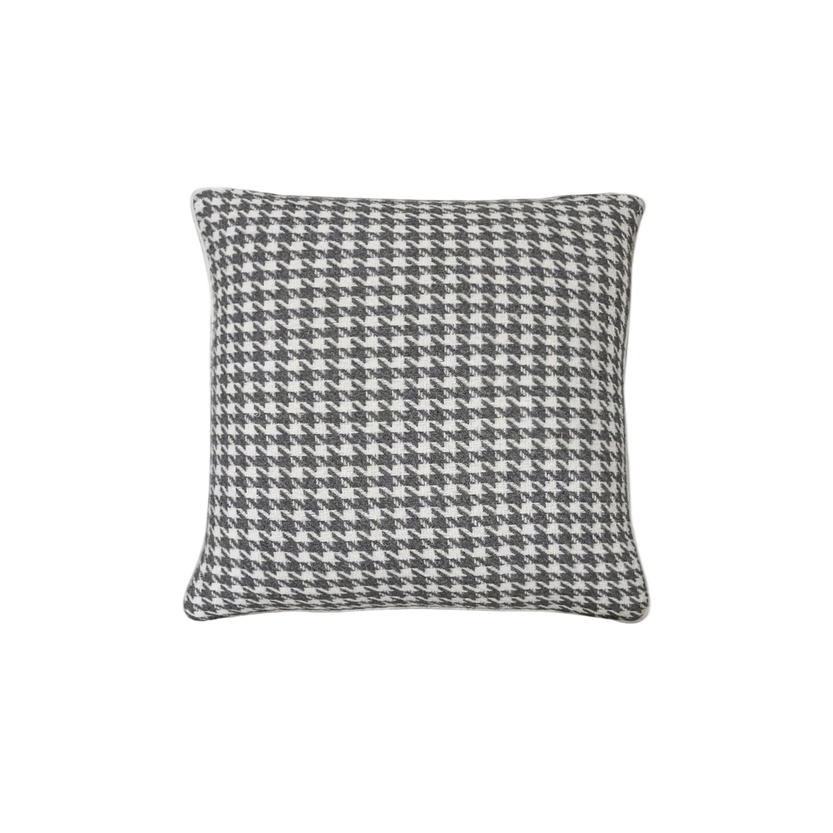 Dark Grey Ivory Houndstooth Chenille Jacquard Cushion Feather Insert