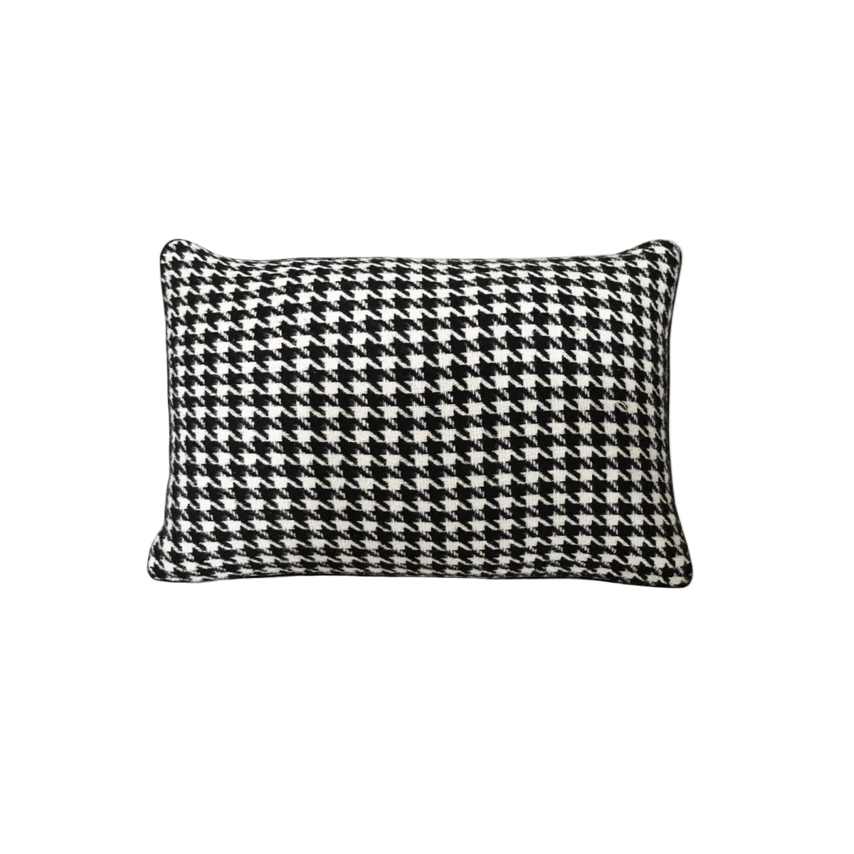 Black White Houndstooth Chenille Jacquard Cushion Feather Insert