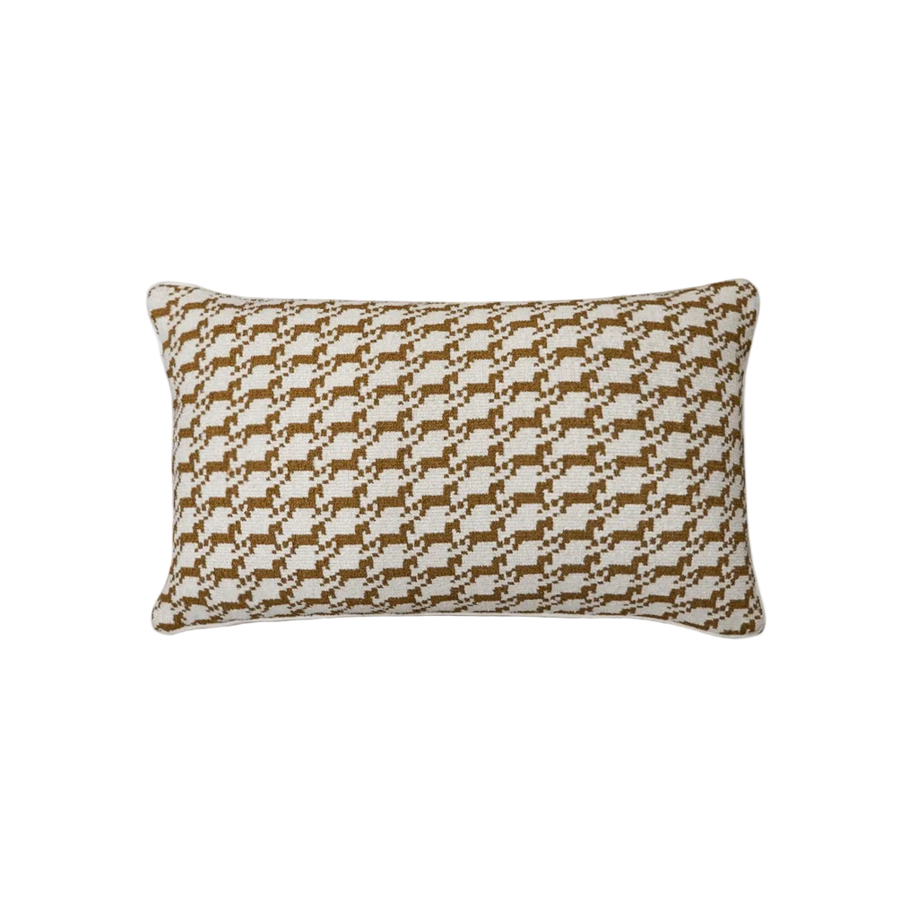 Brown Taupe Houndstooth Chenille Jacquard Cushion Feather Insert