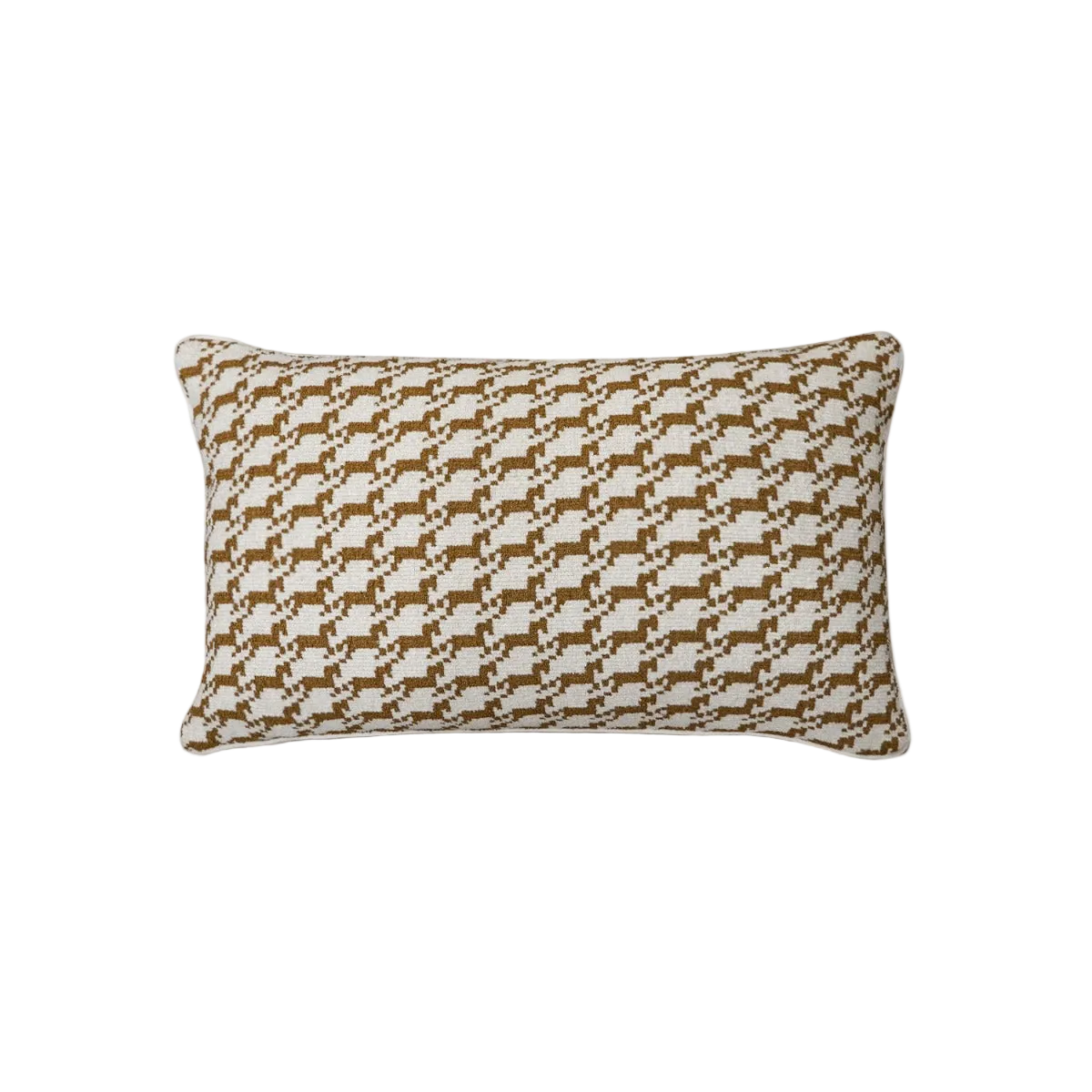 Brown Taupe Houndstooth Chenille Jacquard Cushion Feather Insert