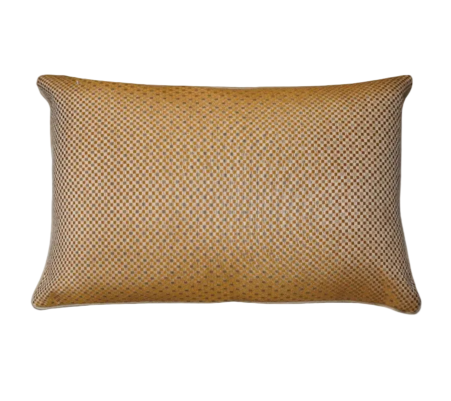 Caramel Fine Check Chenille Jacquard Cushion Feather Insert