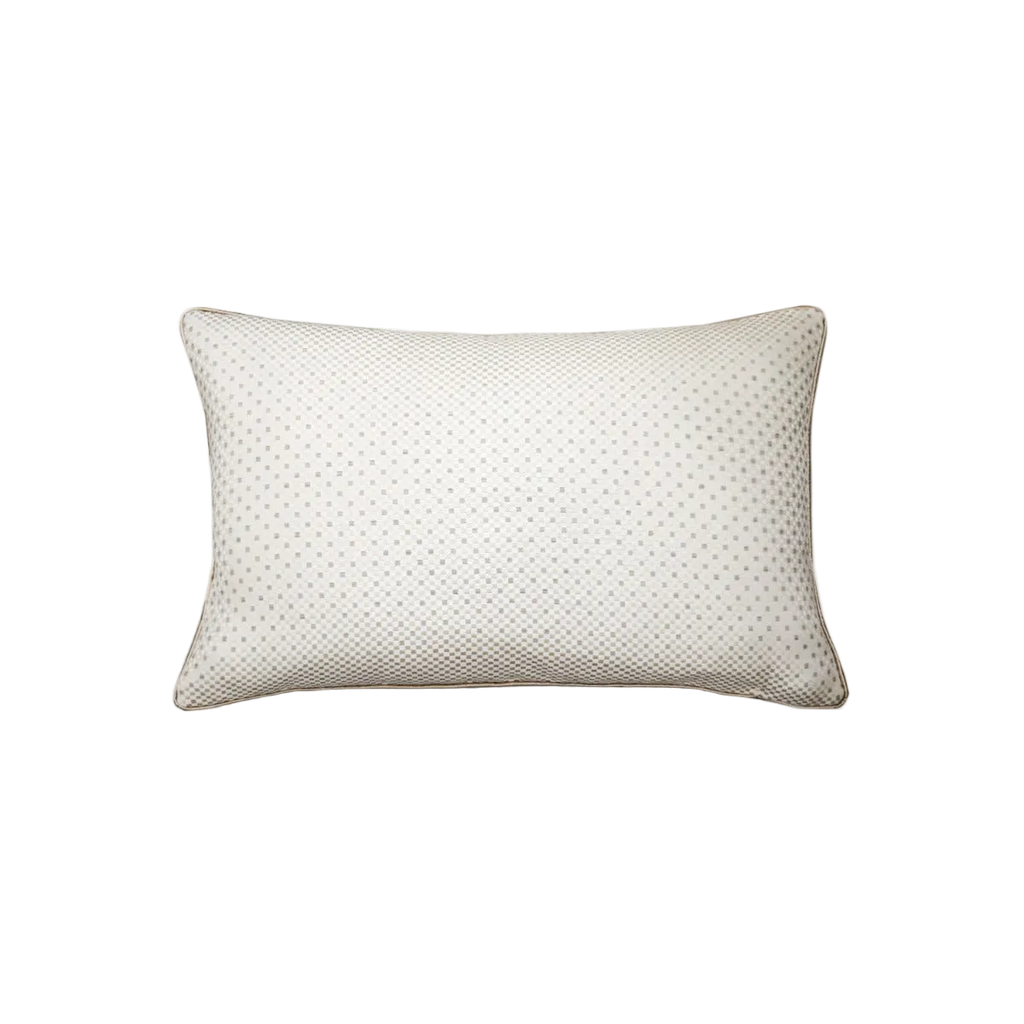 Ivory Light Grey Fine Check Chenille Jacquard Cushion Feather Insert