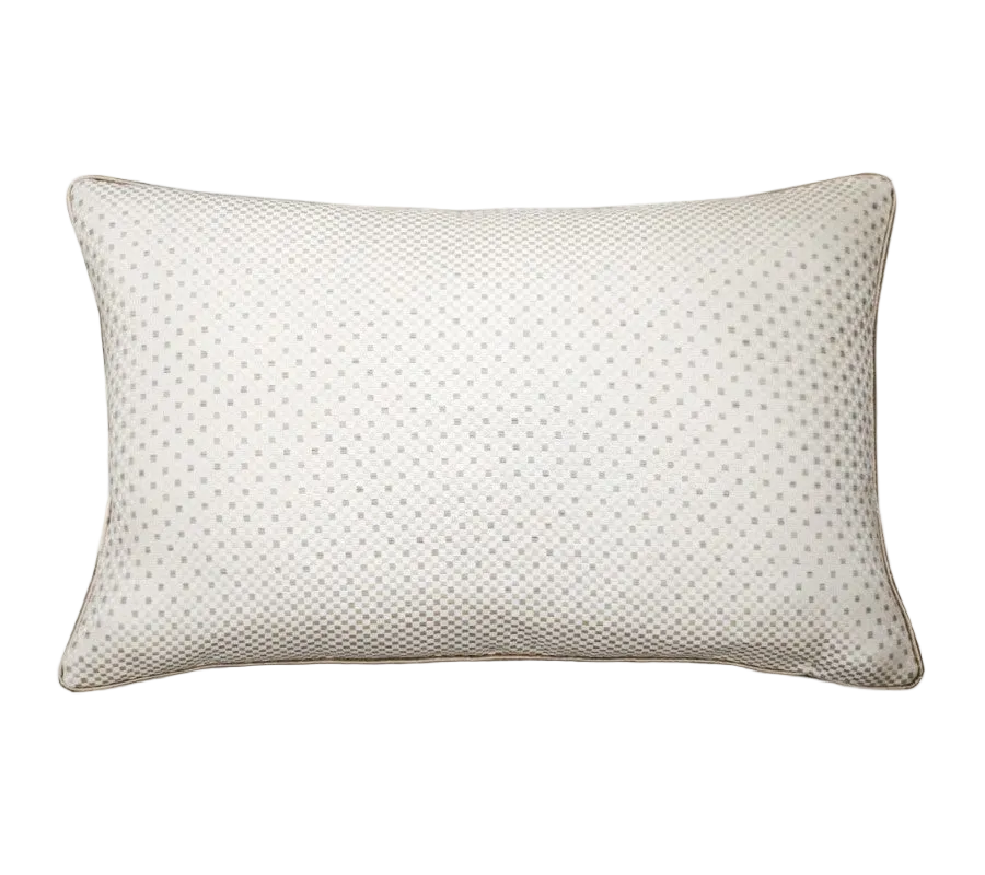 Ivory Light Grey Fine Check Chenille Jacquard Cushion Feather Insert
