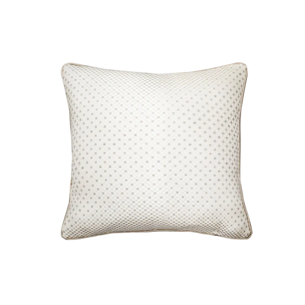 Ivory Light Grey Fine Check Chenille Jacquard Cushion Feather Insert