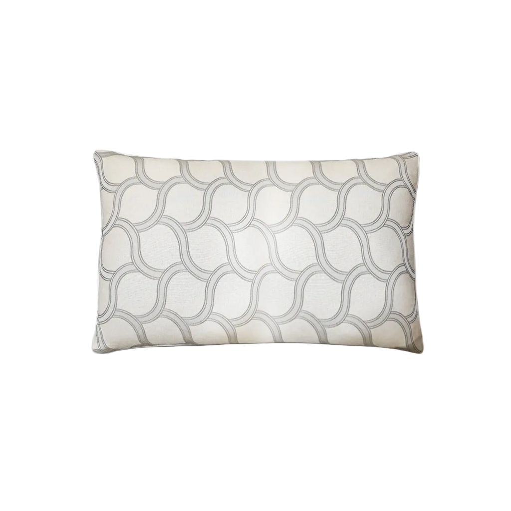 Ivory Geometric Scale Jacquard Satin Cushion Feather Insert