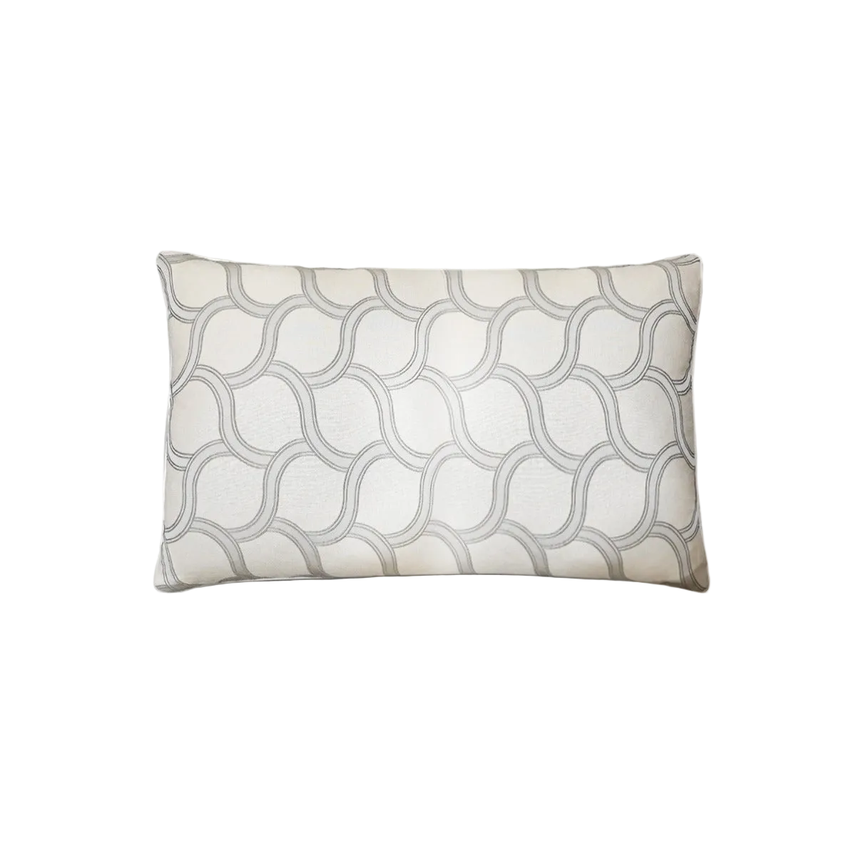 Ivory Geometric Scale Jacquard Satin Cushion Feather Insert