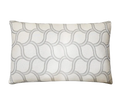 Ivory Geometric Scale Jacquard Satin Cushion Feather Insert