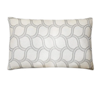 Ivory Geometric Scale Jacquard Satin Cushion Feather Insert