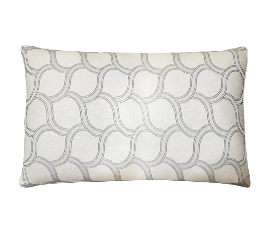 Ivory Geometric Scale Jacquard Satin Cushion Feather Insert