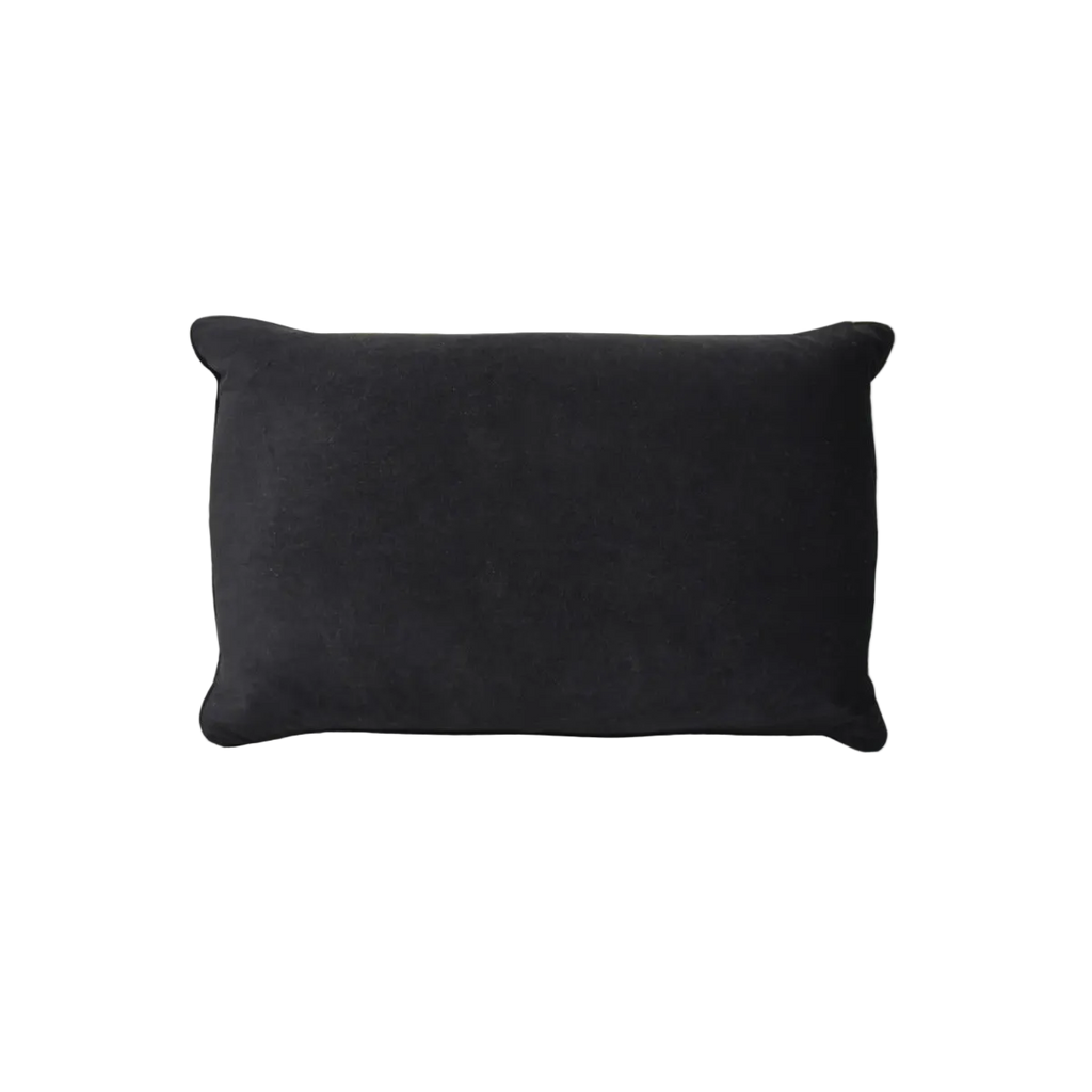 Black White Textured Linen Cotton Black Piping Cushion Feather Insert