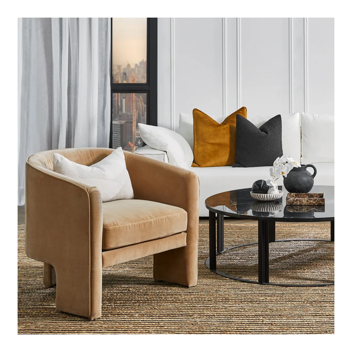 Kylie Arm Chair - Ochre Velvet