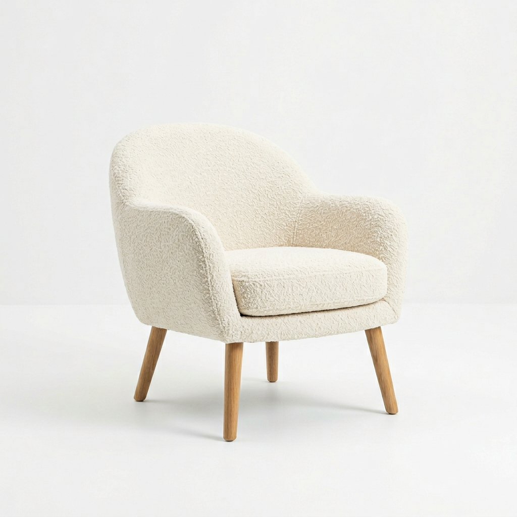 Luna Minimalist Bouclé Accent Armchair