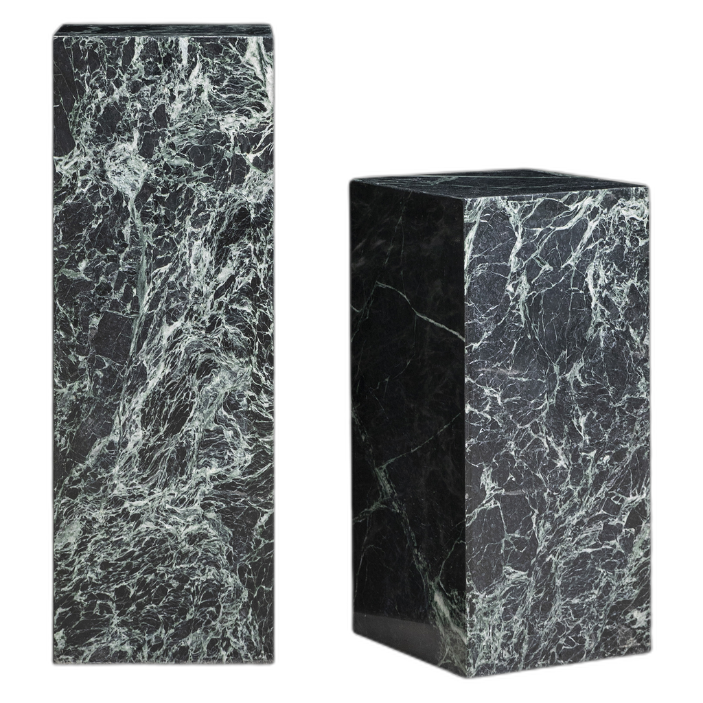 Marble Pedestal Sculpture Set - Nero Marquina