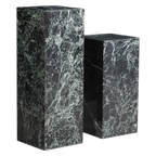 Marble Pedestal Sculpture Set - Nero Marquina
