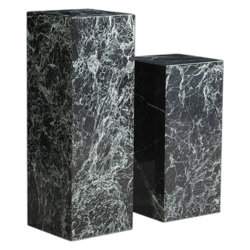 Marble Pedestal Sculpture Set - Nero Marquina