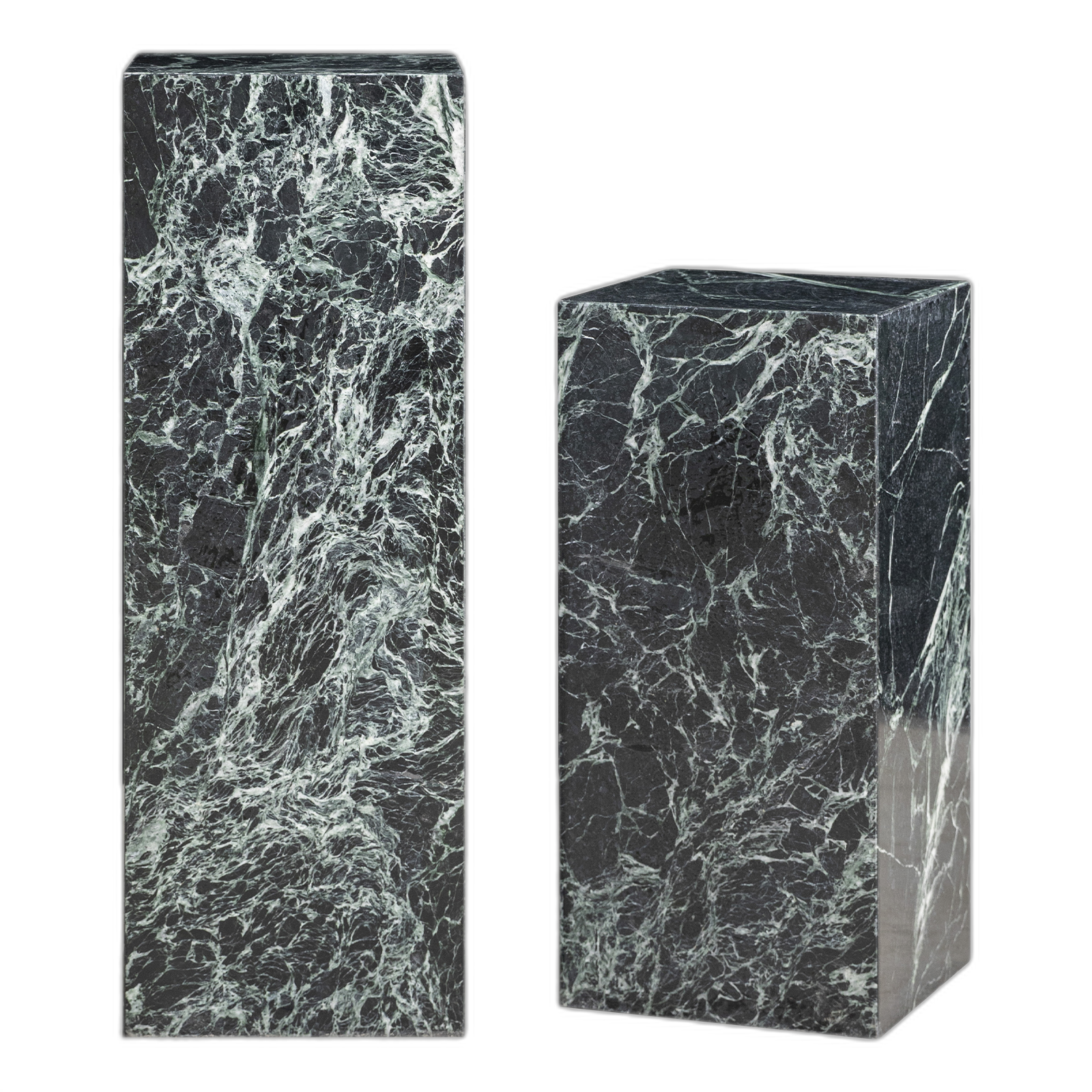 Marble Pedestal Sculpture Set - Nero Marquina