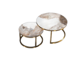 Pandora Sintered Stone Nesting Coffee Tables – Gold Legs