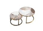 Pandora Sintered Stone Nesting Coffee Tables – Gold Legs